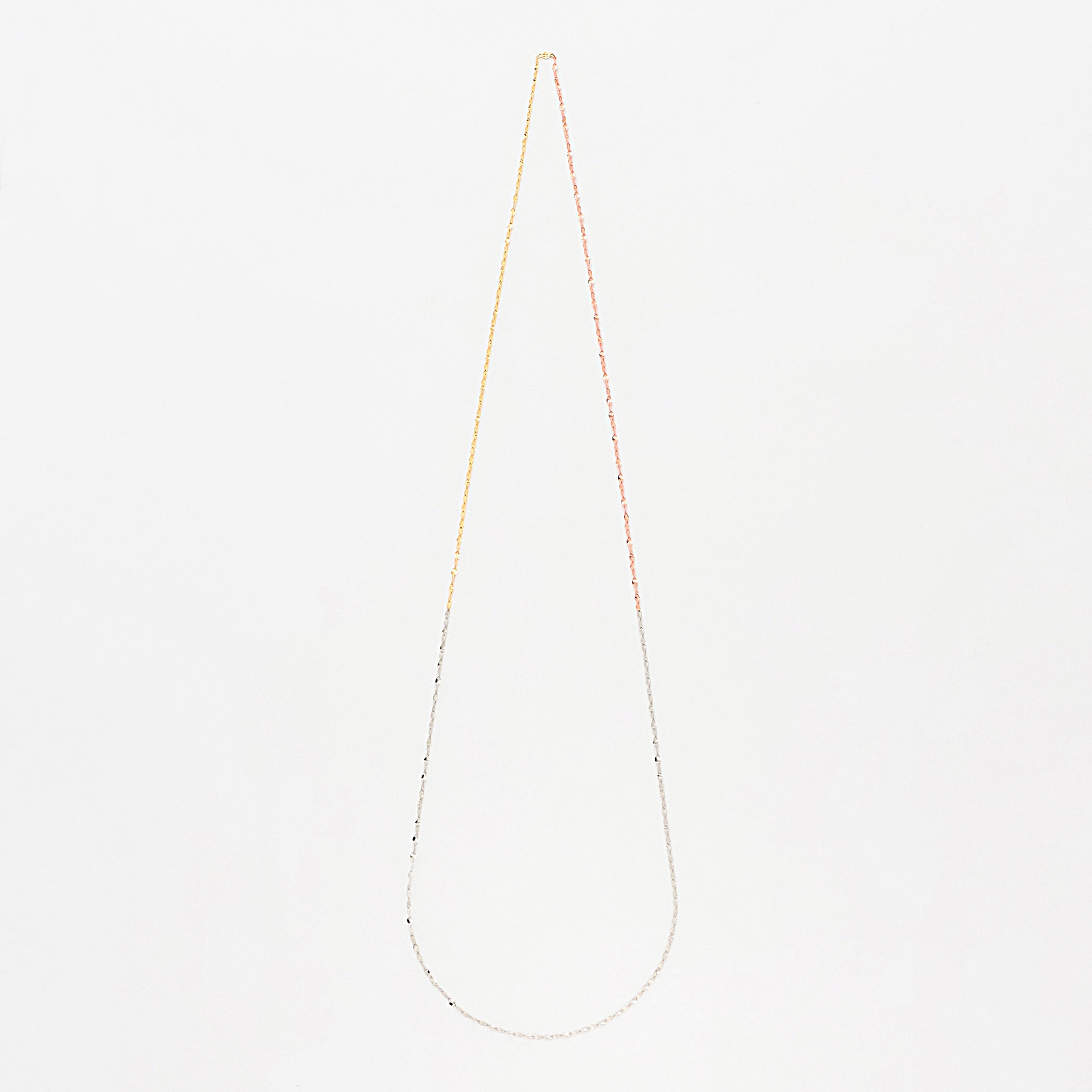 K10 イエローゴールド/ホワイトゴールド/ピンクゴールド ロング デザインネックレス(70cm)