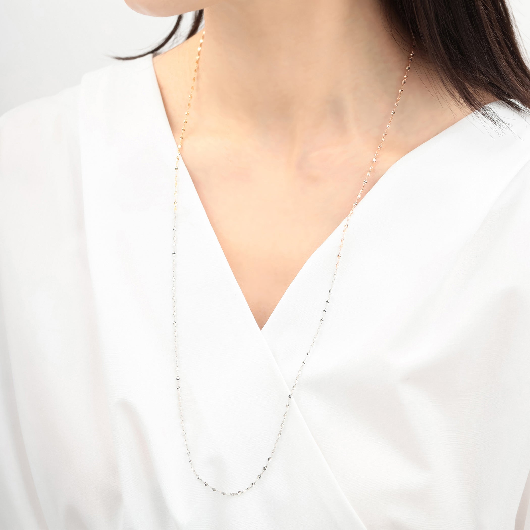 K10 イエローゴールド/ホワイトゴールド/ピンクゴールド ロング デザインネックレス(70cm)