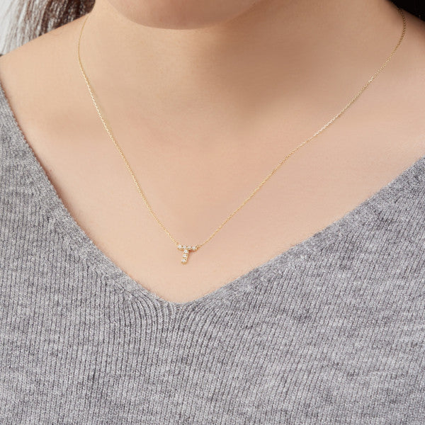 【WEB限定】K10 イエローゴールド ダイヤモンド イニシャル ネックレス(T)