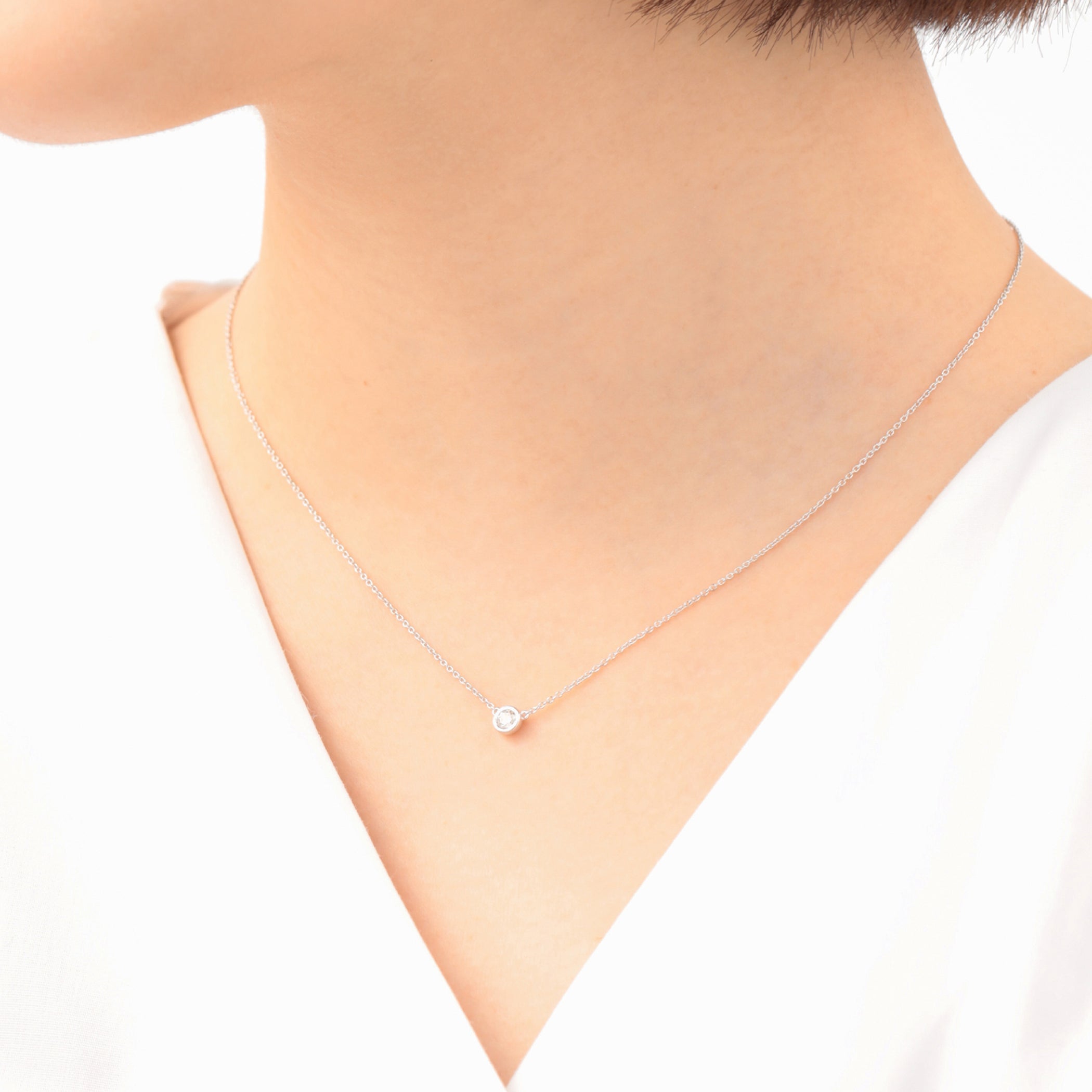【WEB限定】K18 ホワイトゴールド ダイヤモンド ネックレス(0.12ct)