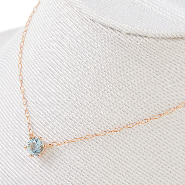 【WEB限定】3月誕生石 K18 ピンクゴールド アクアマリン ネックレス
