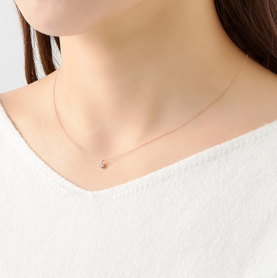 【WEB限定】K18 ピンクゴールド ダイヤモンド ネックレス(0.06ct)
