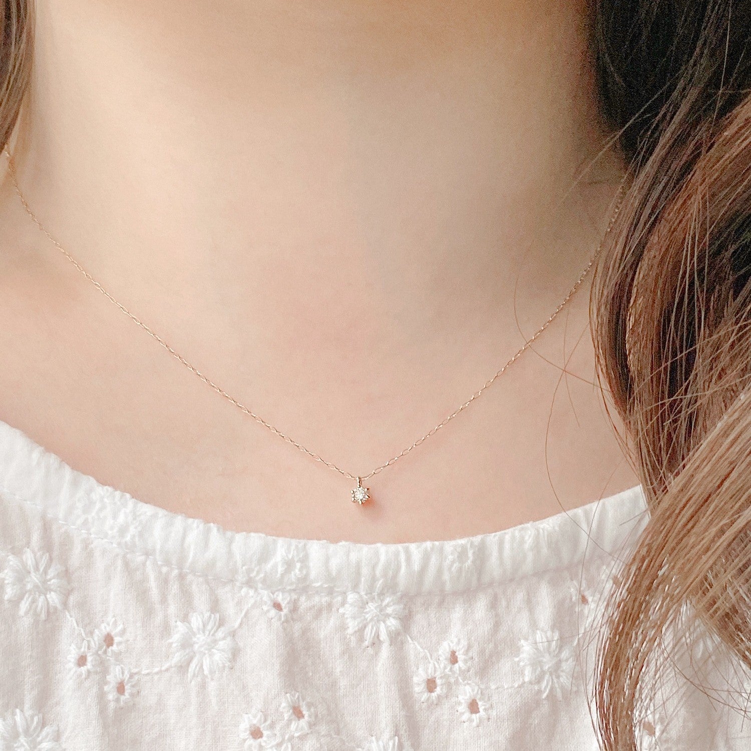 【WEB限定】K18 ピンクゴールド ダイヤモンド ネックレス(0.06ct)