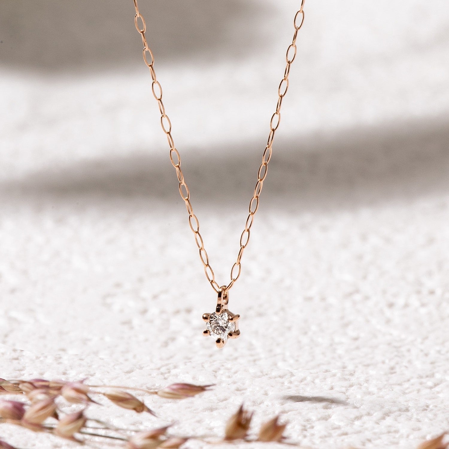 【WEB限定】K18 ピンクゴールド ダイヤモンド ネックレス(0.06ct)