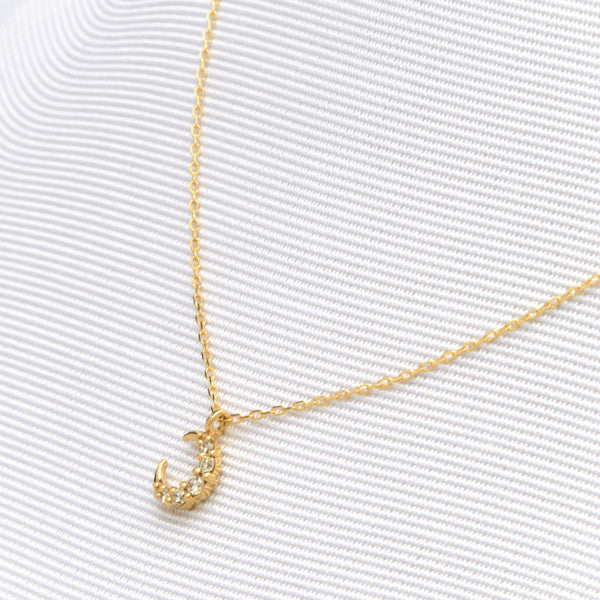 【WEB限定】K10 イエローゴールド ダイヤモンド ムーン ネックレス