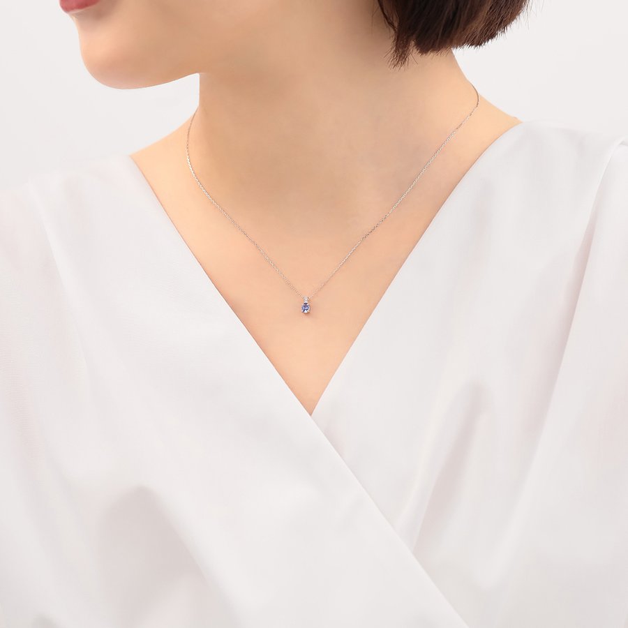 12月誕生石 K10 ホワイトゴールド タンザナイト ネックレス