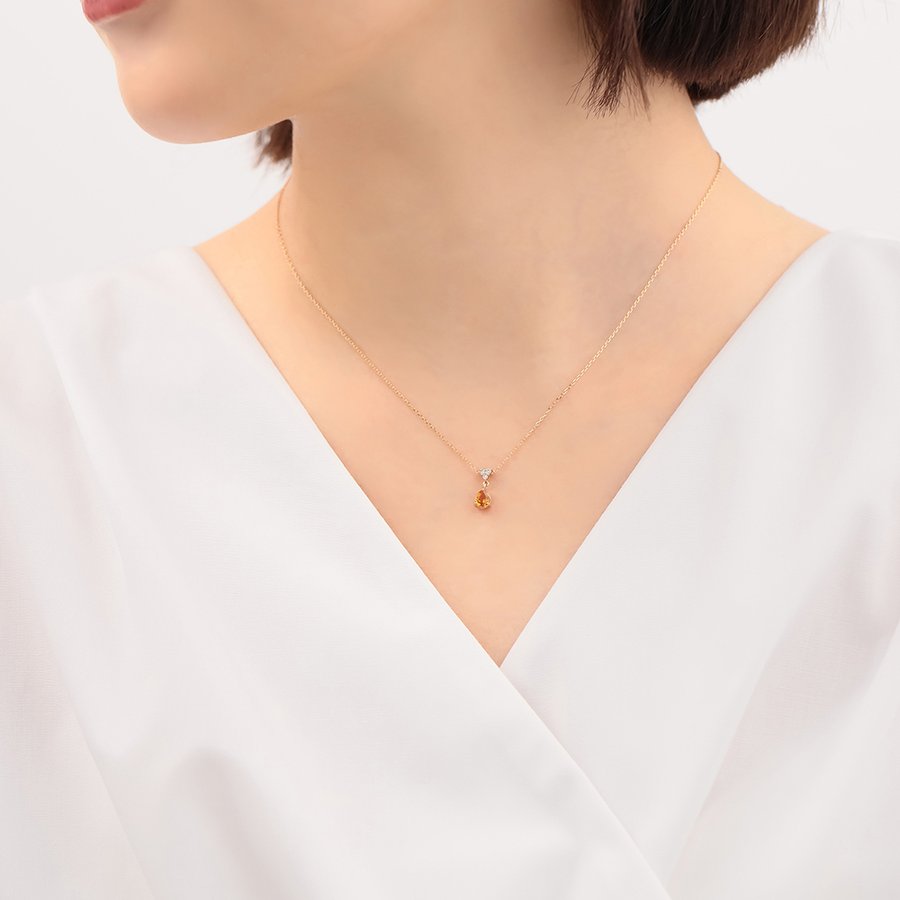 11月誕生石 K10 イエローゴールド シトリン ネックレス