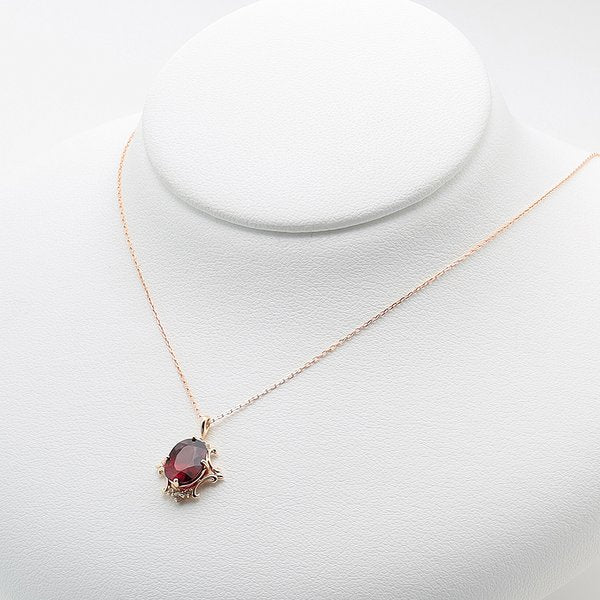 1月誕生石 K10 イエローゴールド ガーネット ネックレス