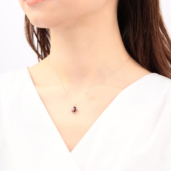 1月誕生石 K10 イエローゴールド ガーネット ネックレス