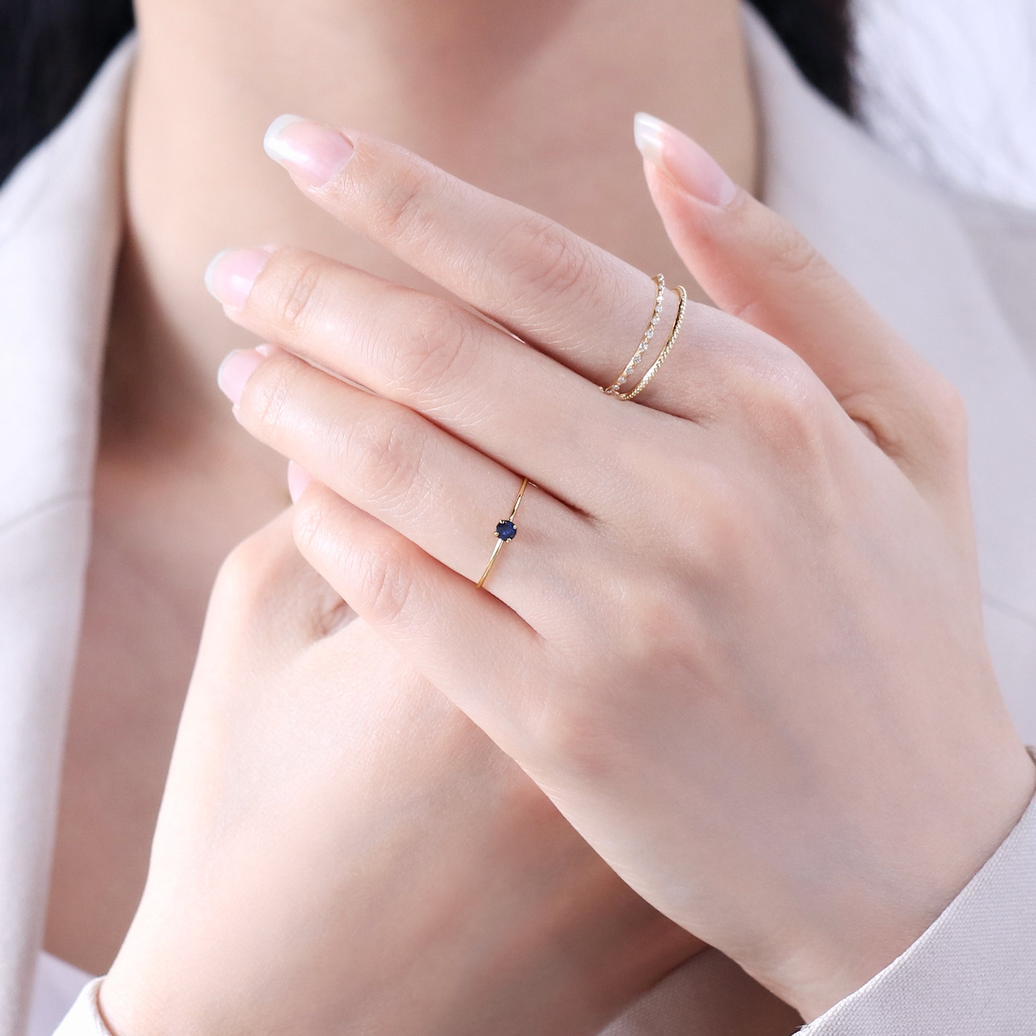 WEB限定】9月誕生石 K10 イエローゴールド サファイア リング