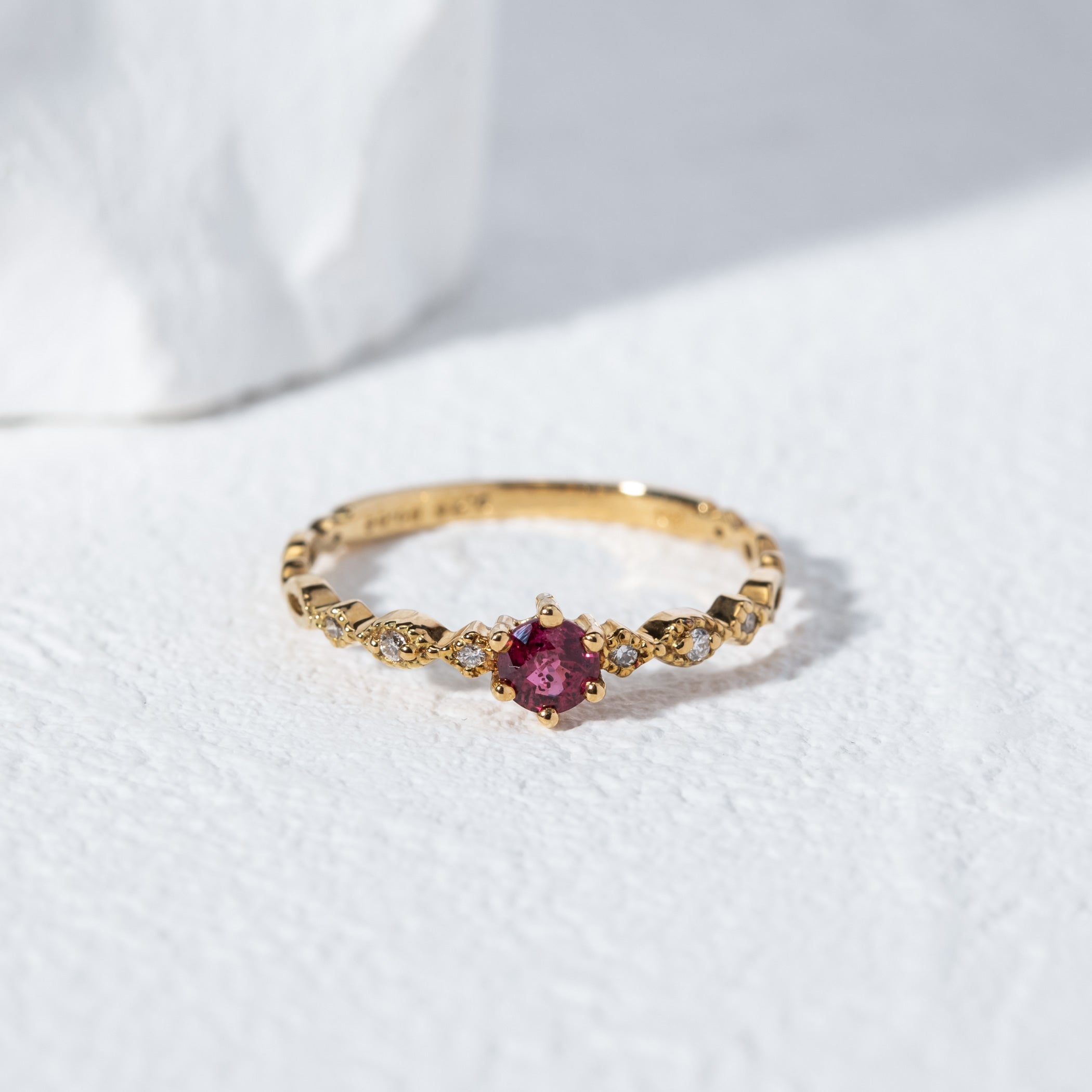 7月誕生石 K18 イエローゴールド ルビー リング