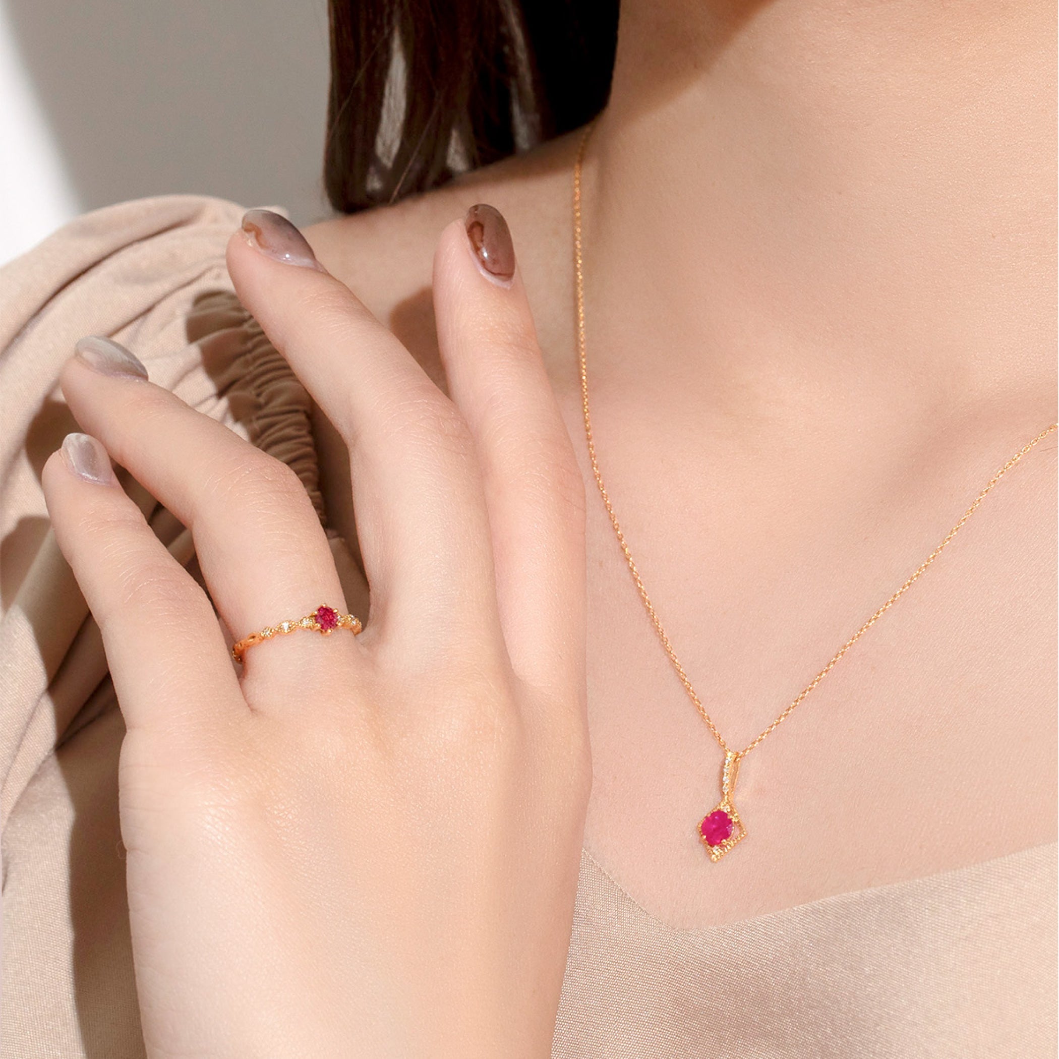 7月誕生石 K18 イエローゴールド ルビー リング