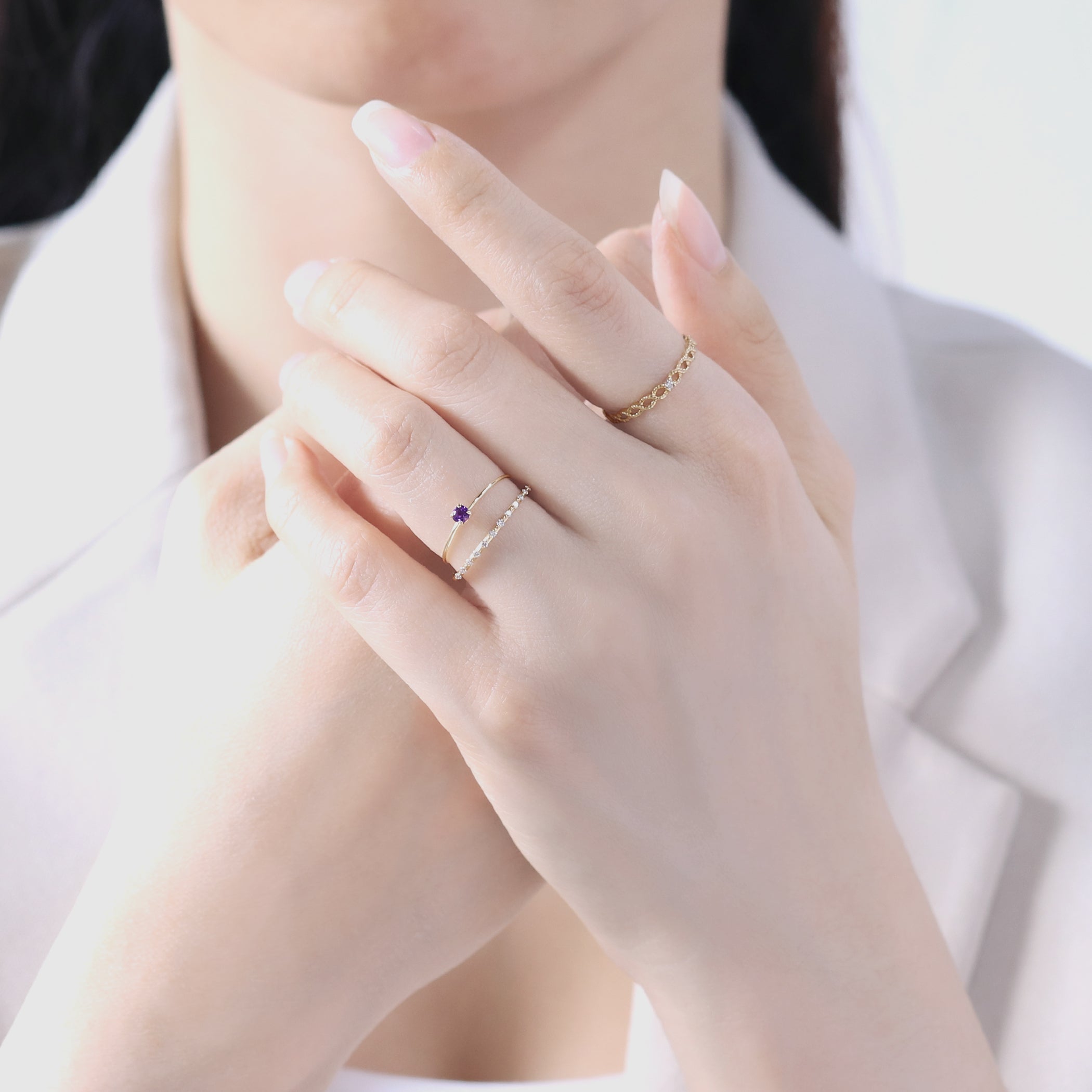 WEB限定】2月誕生石 K10 イエローゴールド アメジスト リング