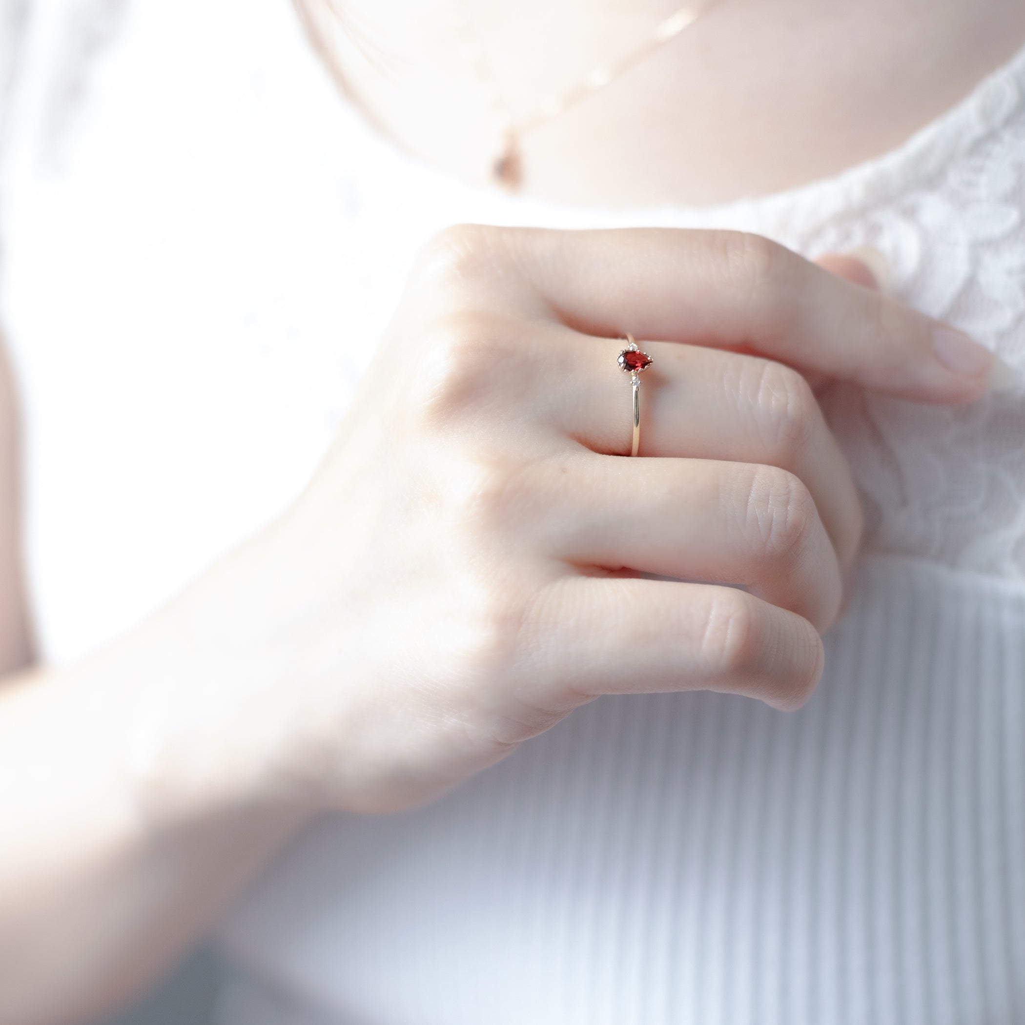 1月誕生石 K10 イエローゴールド ガーネット リング