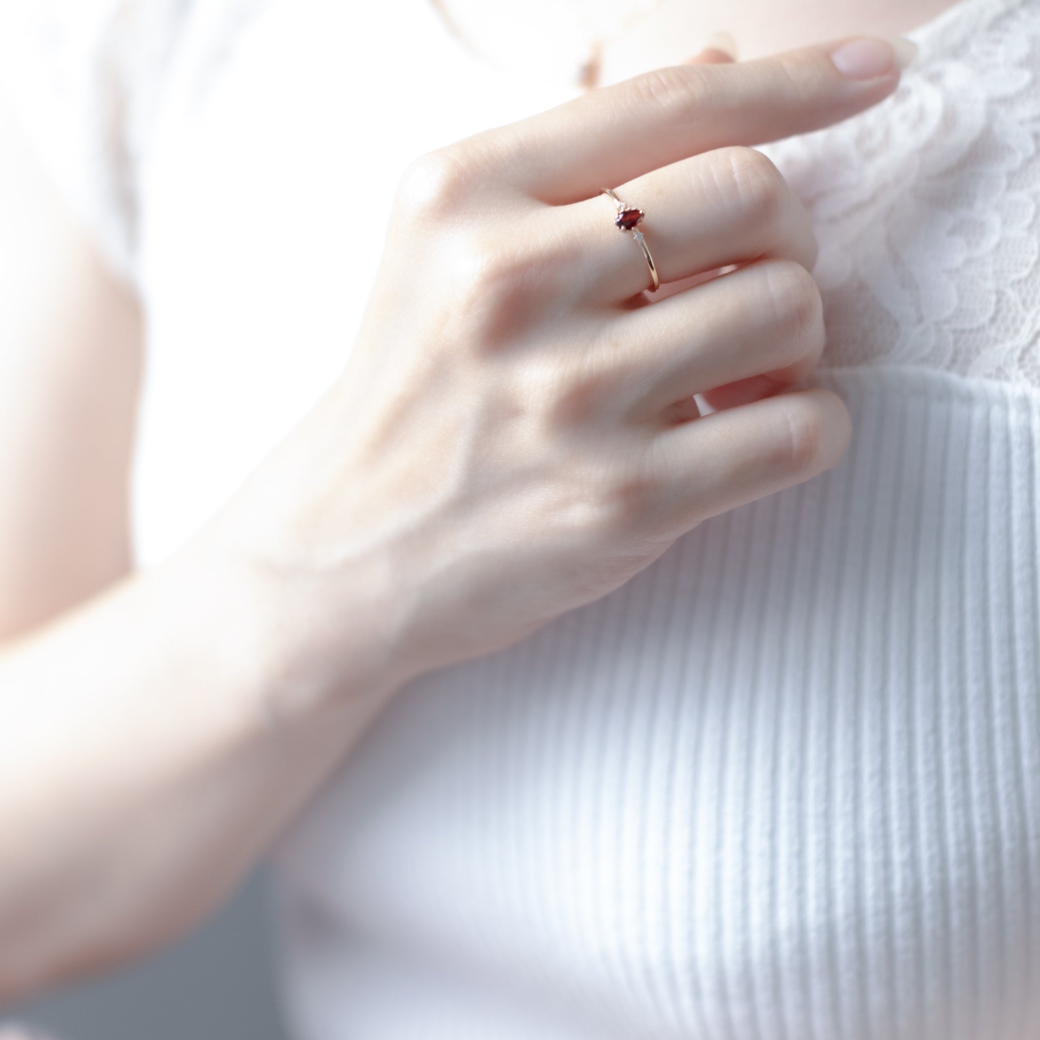 1月誕生石 K10 イエローゴールド ガーネット リング