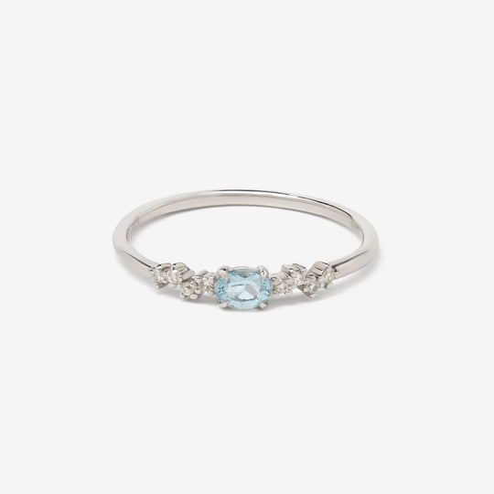 3月誕生石 プラチナ アクアマリン リング