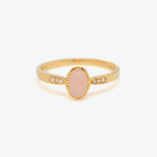 【WEB限定】10月誕生石 K18 イエローゴールド ピンクオパール リング