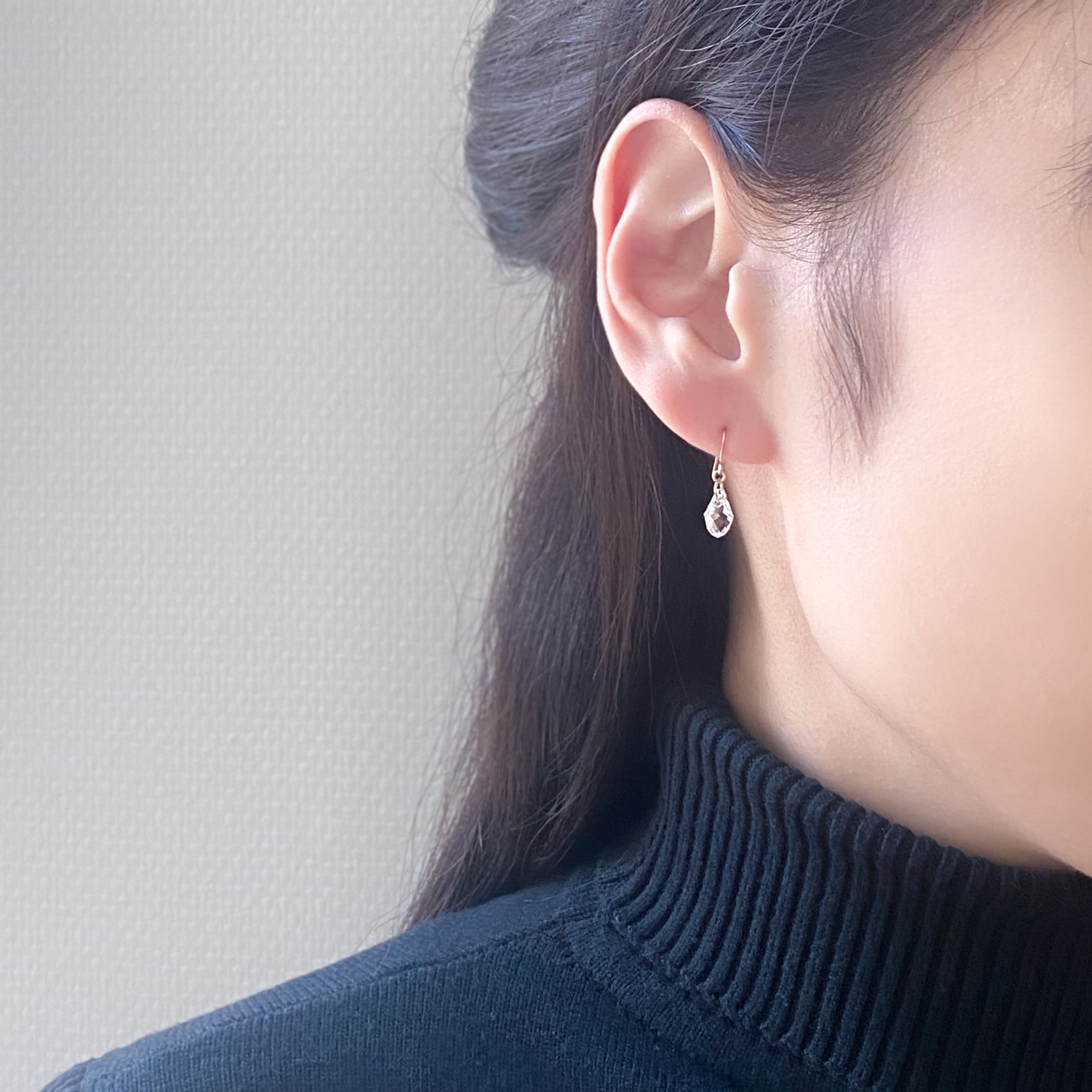 【WEB限定】K10 ピンクゴールド クリスタル しずく フック ピアス