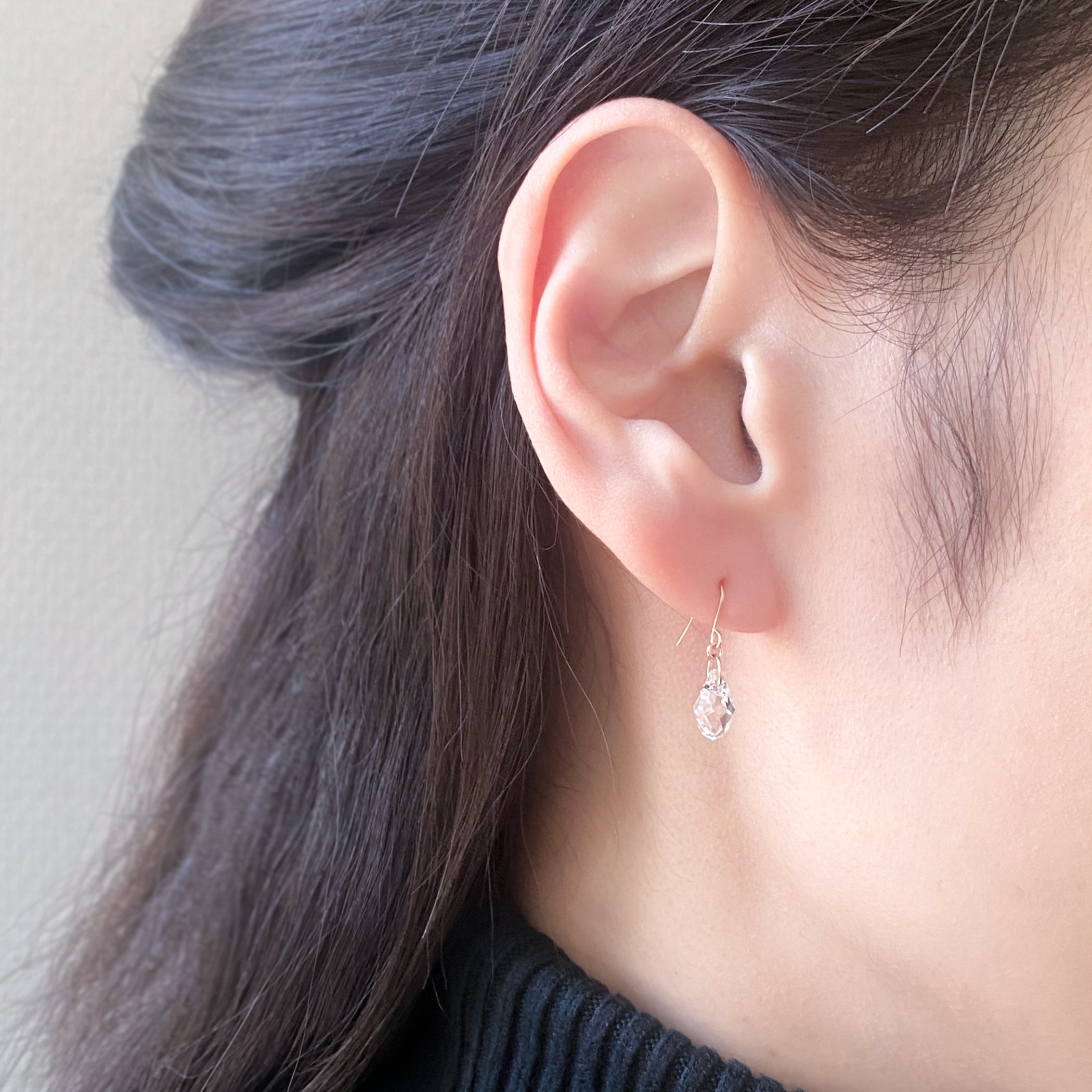 【WEB限定】K10 ピンクゴールド クリスタル しずく フック ピアス