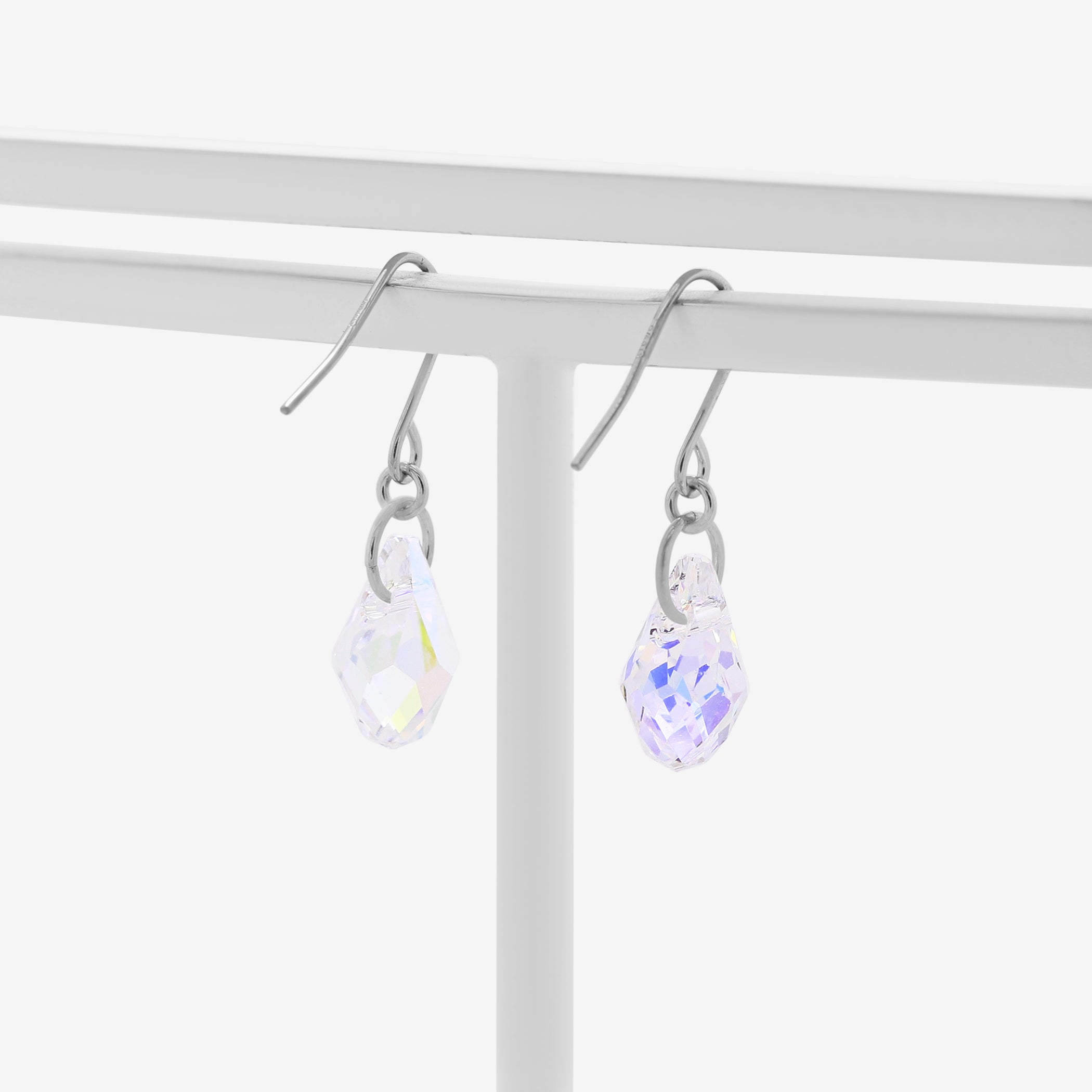 【WEB限定】K10 ホワイトゴールド クリスタル フック ピアス