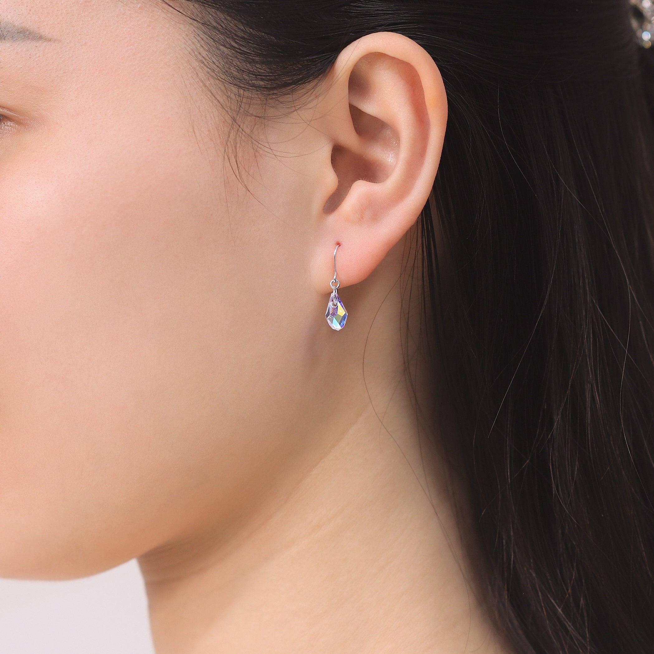 【WEB限定】K10 ホワイトゴールド クリスタル フック ピアス