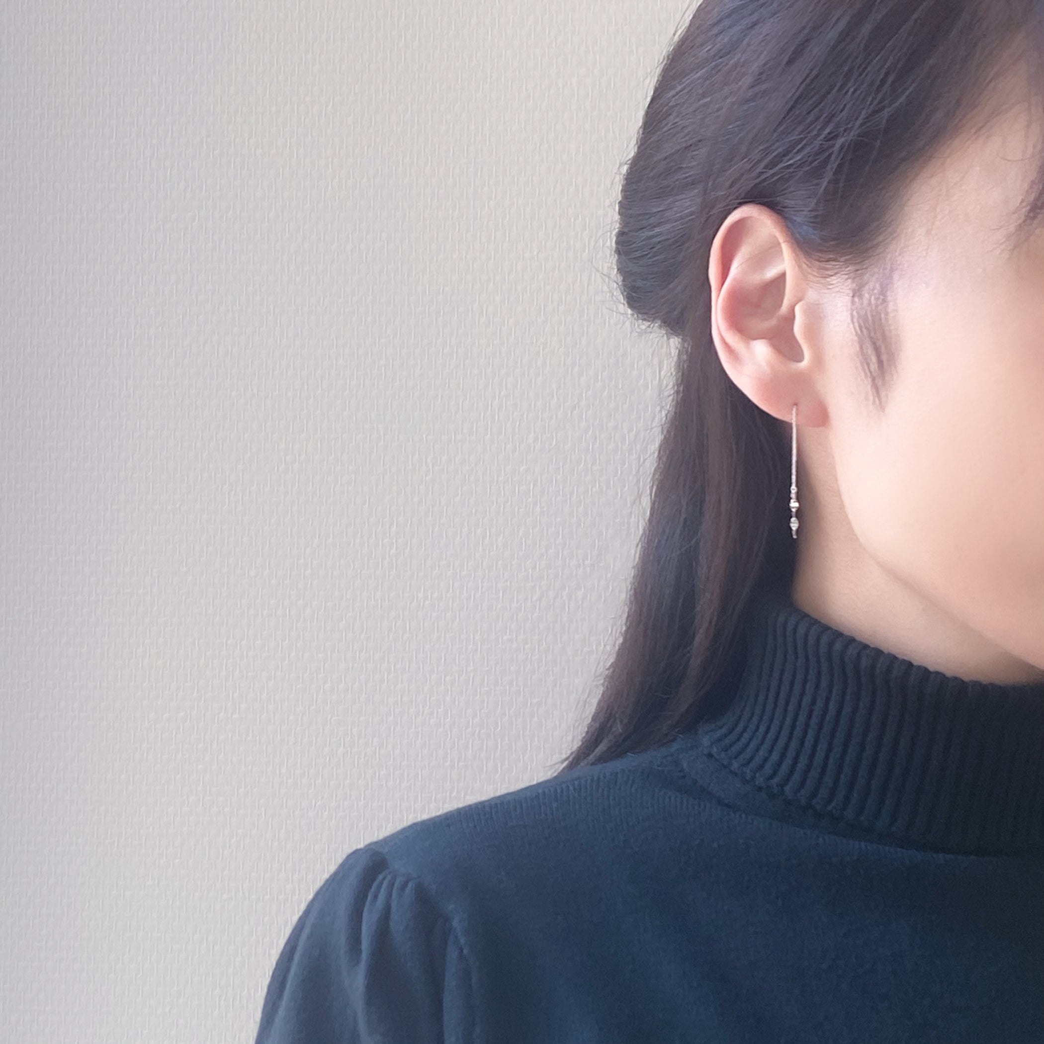 【WEB限定】K10 ホワイトゴールド アメリカン ピアス