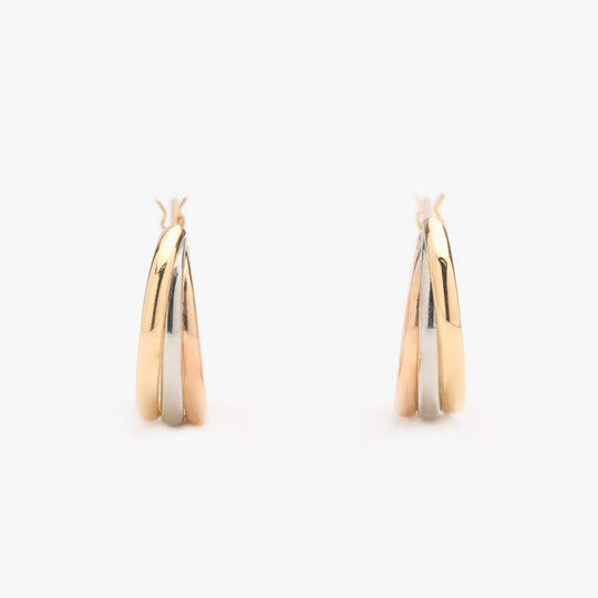 プラチナ K18 イエローゴールド/ピンクゴールド トリニティ フープ ピアス