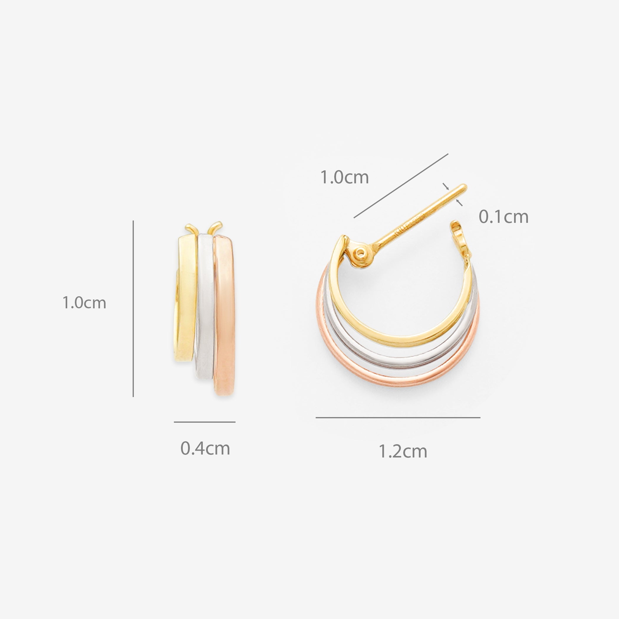 K10 イエローゴールド/ピンクゴールド/プラチナ トリニティ フープ