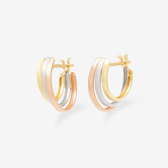 K10 イエローゴールド/ピンクゴールド/プラチナ トリニティ フープ ピアス