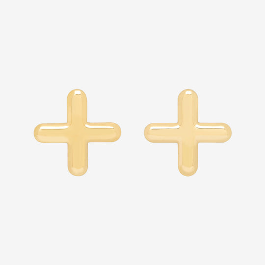 K10 イエローゴールド クロス ピアス