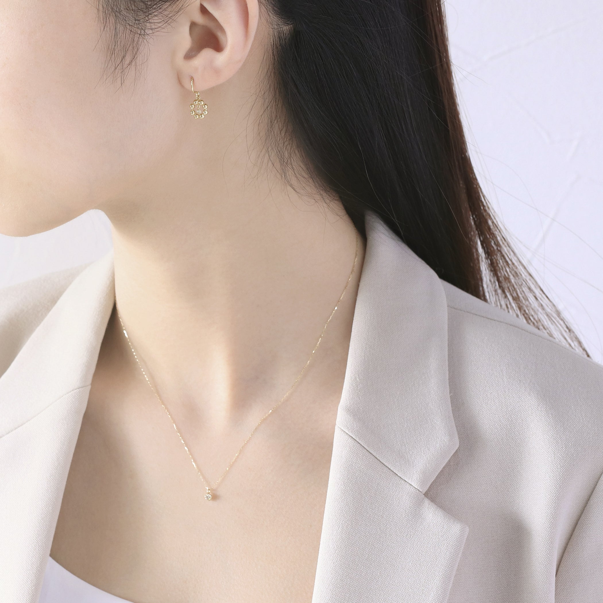 【WEB限定】K10 イエローゴールド ダイヤモンド フック ピアス