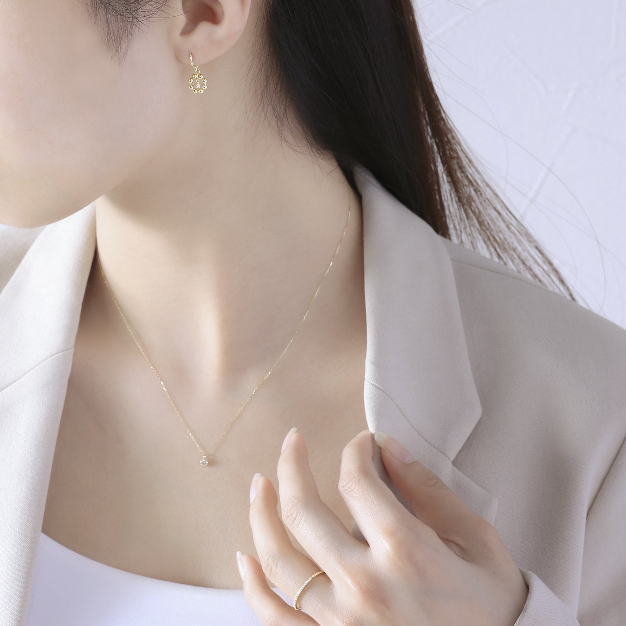 【WEB限定】K10 イエローゴールド ダイヤモンド フック ピアス