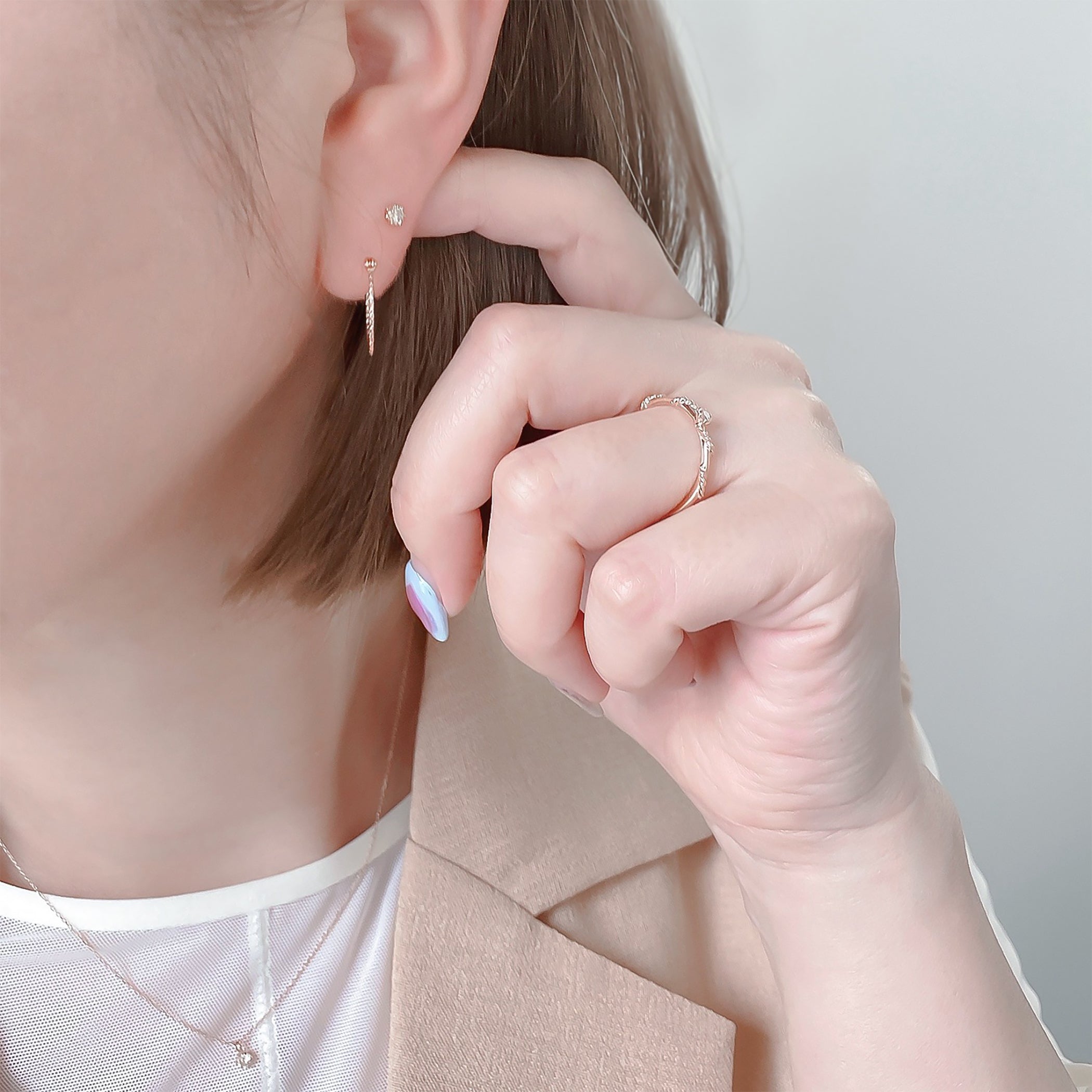 【WEB限定】K18 ピンクゴールド ダイヤモンド ピアス（0.12ct）
