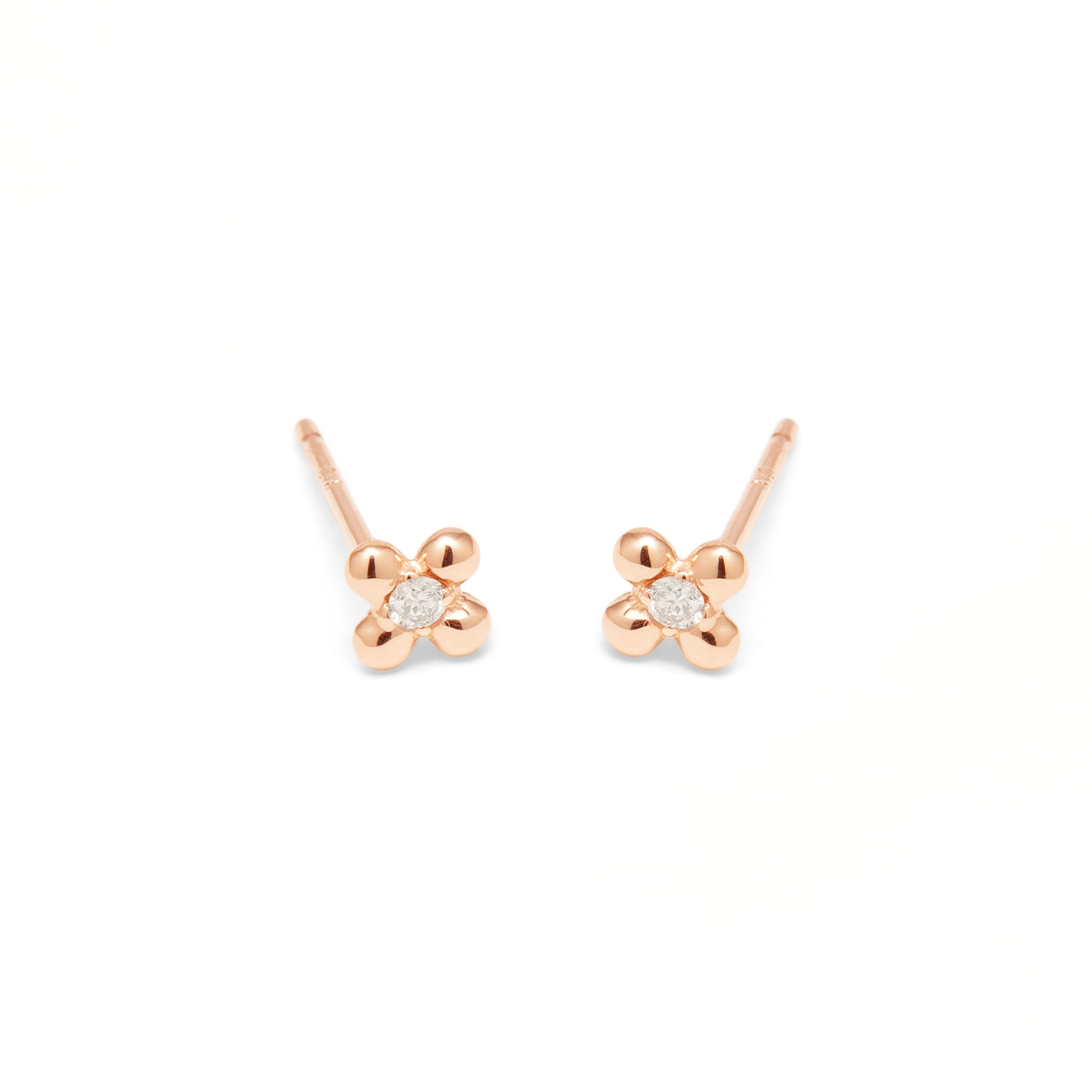 【期間限定セール】K10 ピンクゴールド ダイヤモンド フラワー ピアス