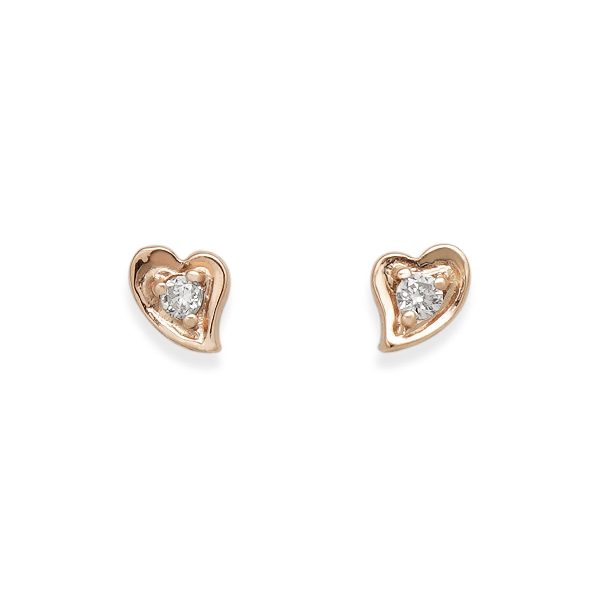 k10ダイヤモンド　ハート型ミニピアス Tiny Motif】K10ダイヤモンドハートピアス（0.03ct）｜ピアス