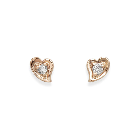 K10 ピンクゴールド ダイヤモンド ハート ピアス