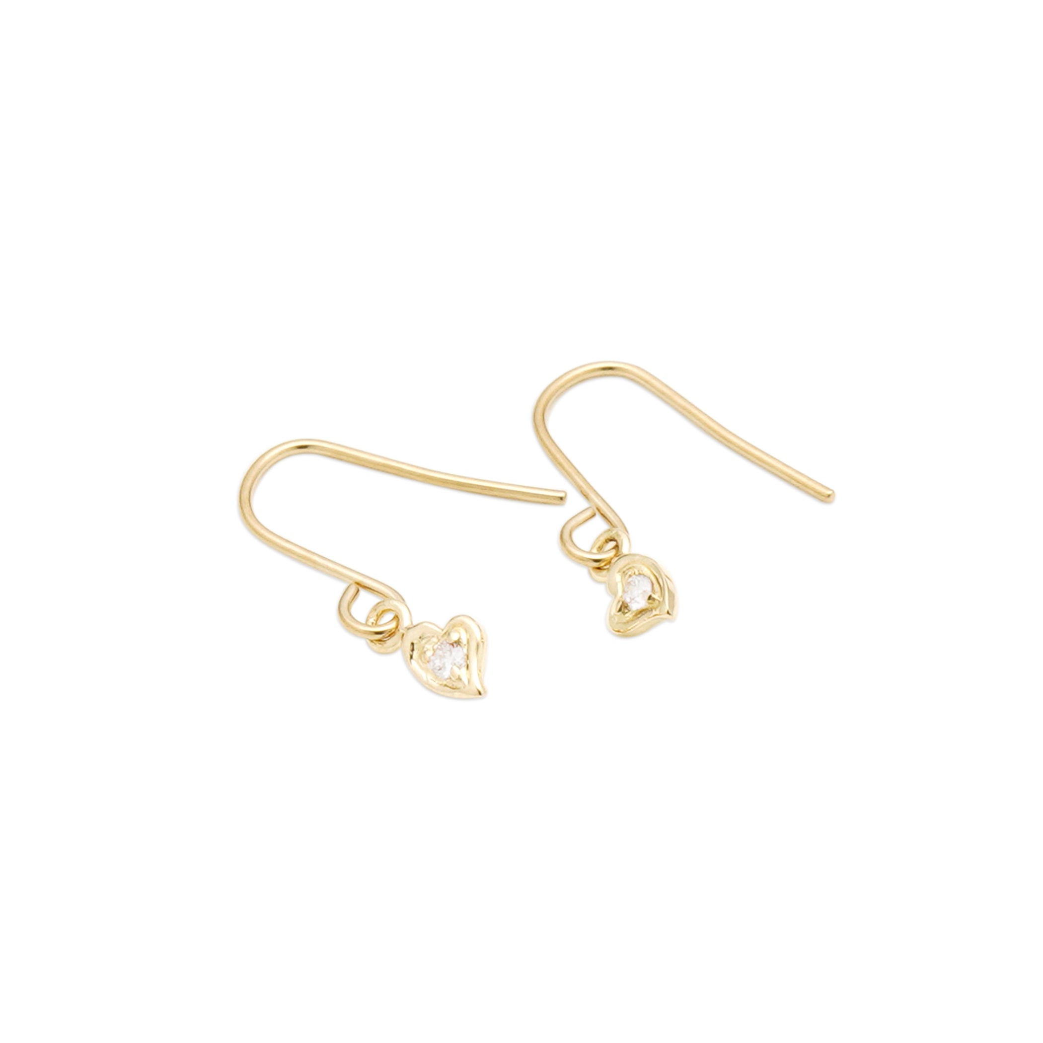 K10 イエローゴールド ダイヤモンド ハート フック ピアス