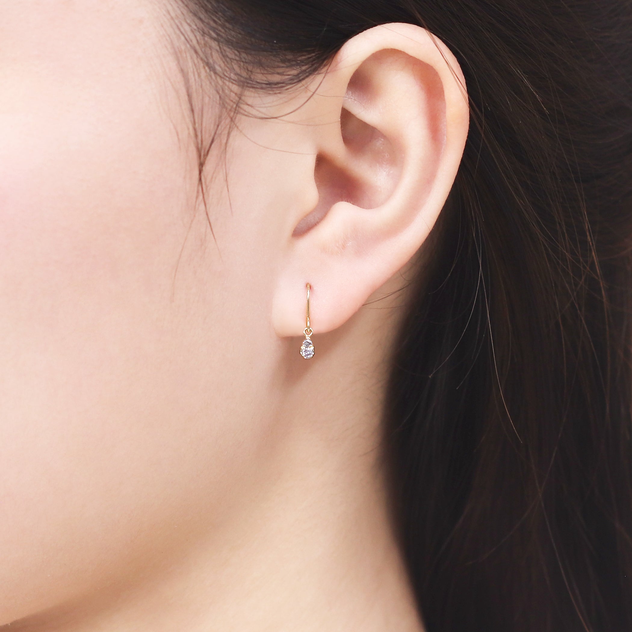 K10 イエローゴールド ダイヤモンド しずく フック ピアス