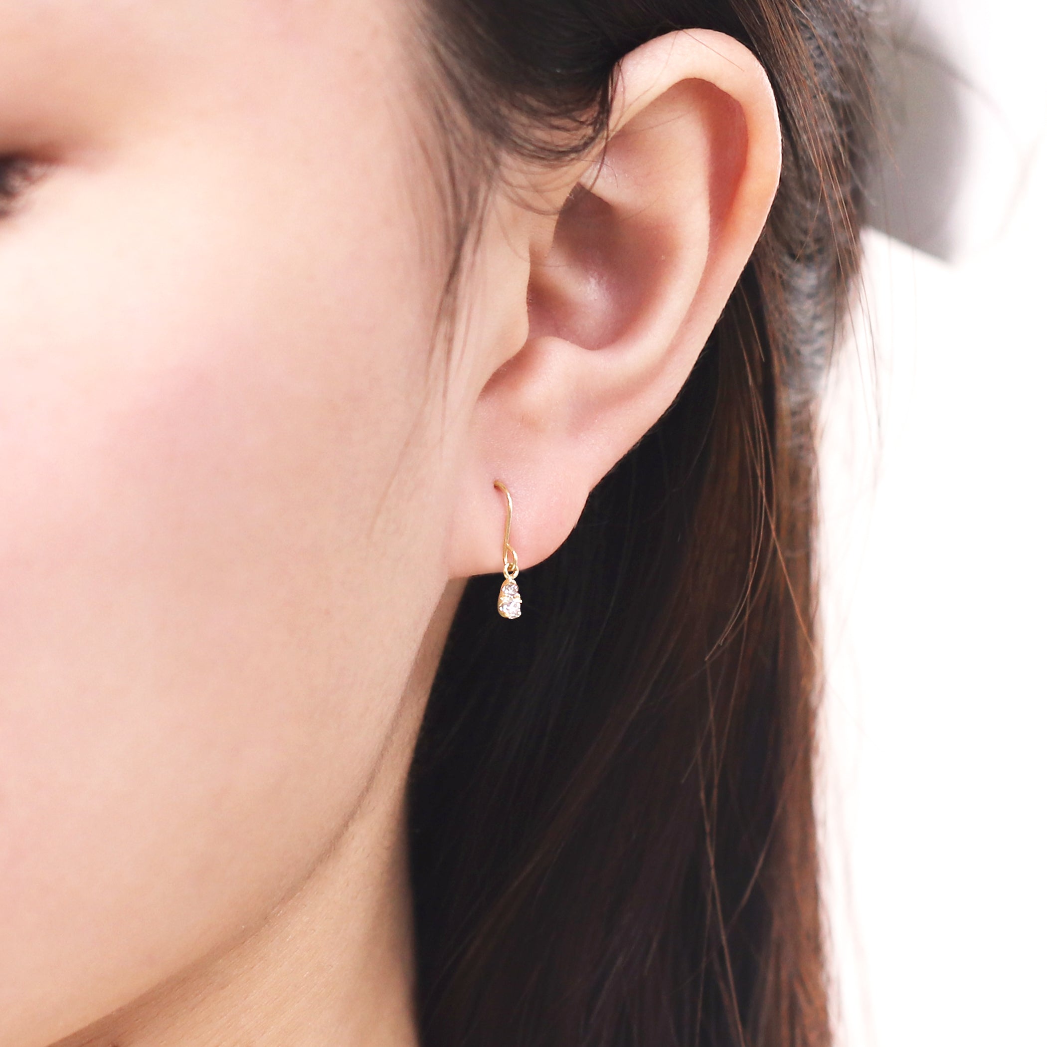 K10 イエローゴールド ダイヤモンド しずく フック ピアス