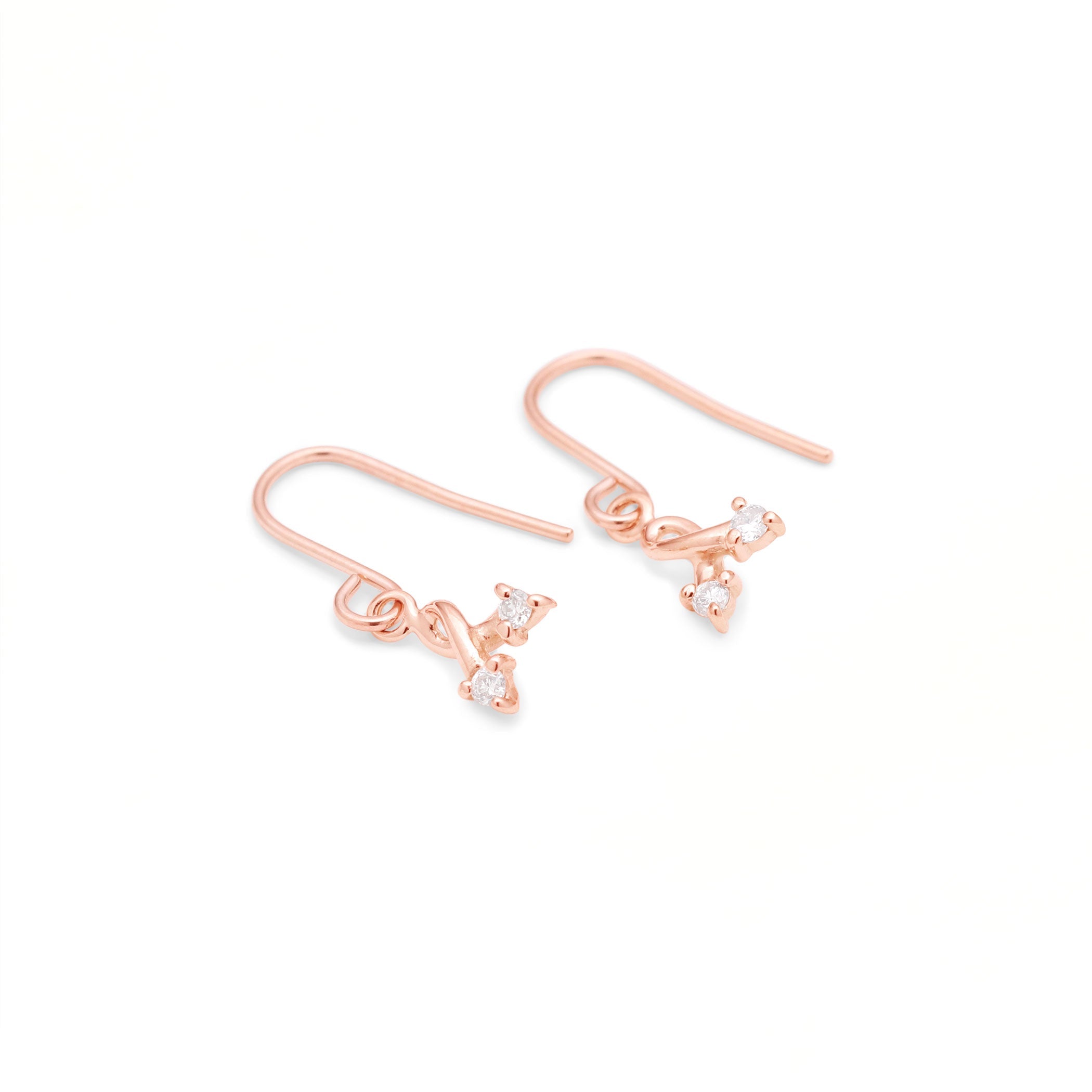 【期間限定セール】K10 ピンクゴールド ダイヤモンド フック ピアス