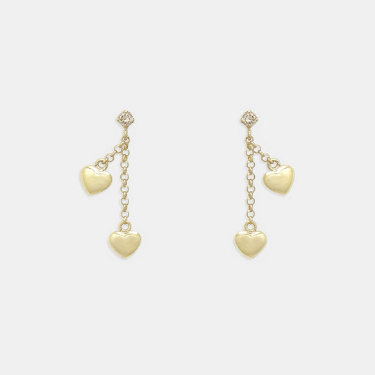 K10 イエローゴールド ダイヤモンド ハート ピアス