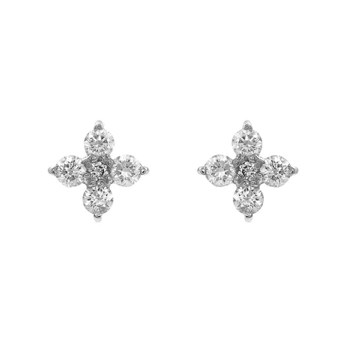 【WEB限定】K10 ホワイトゴールド ダイヤモンド フラワー ピアス