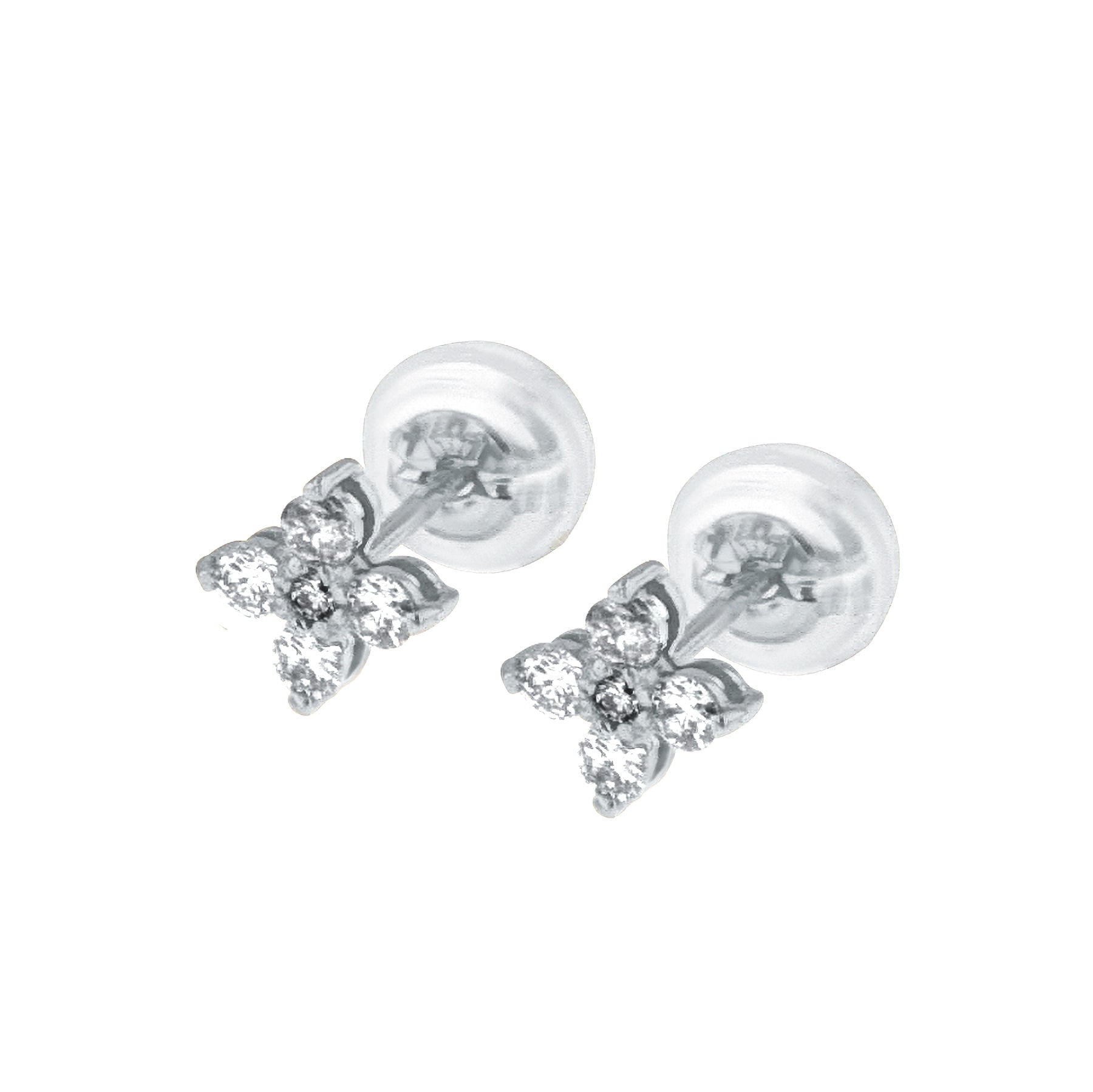 【WEB限定】K10 ホワイトゴールド ダイヤモンド フラワー ピアス