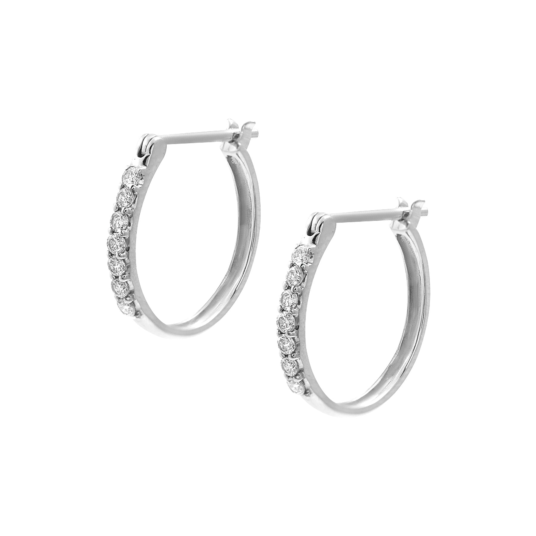 【WEB限定】K10 ホワイトゴールド ダイヤモンド フープ ピアス（16mm）