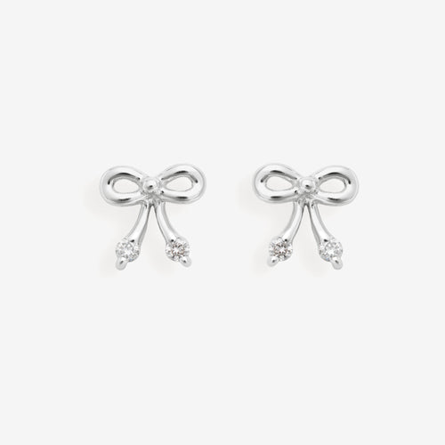 【WEB限定】K10 ホワイトゴールド ダイヤモンド リボン ピアス