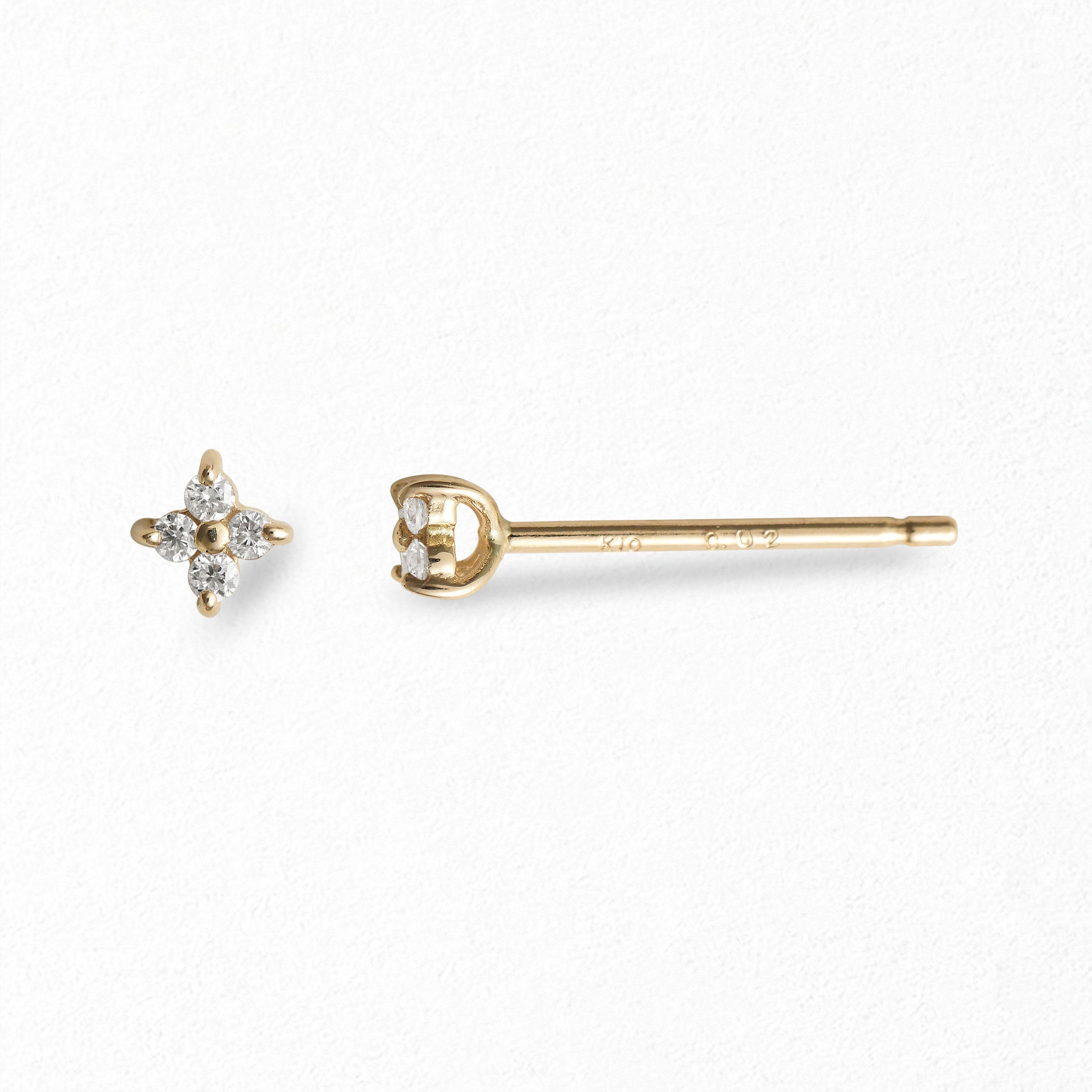 WEB限定】K10 イエローゴールド ダイヤモンド フラワー ピアス