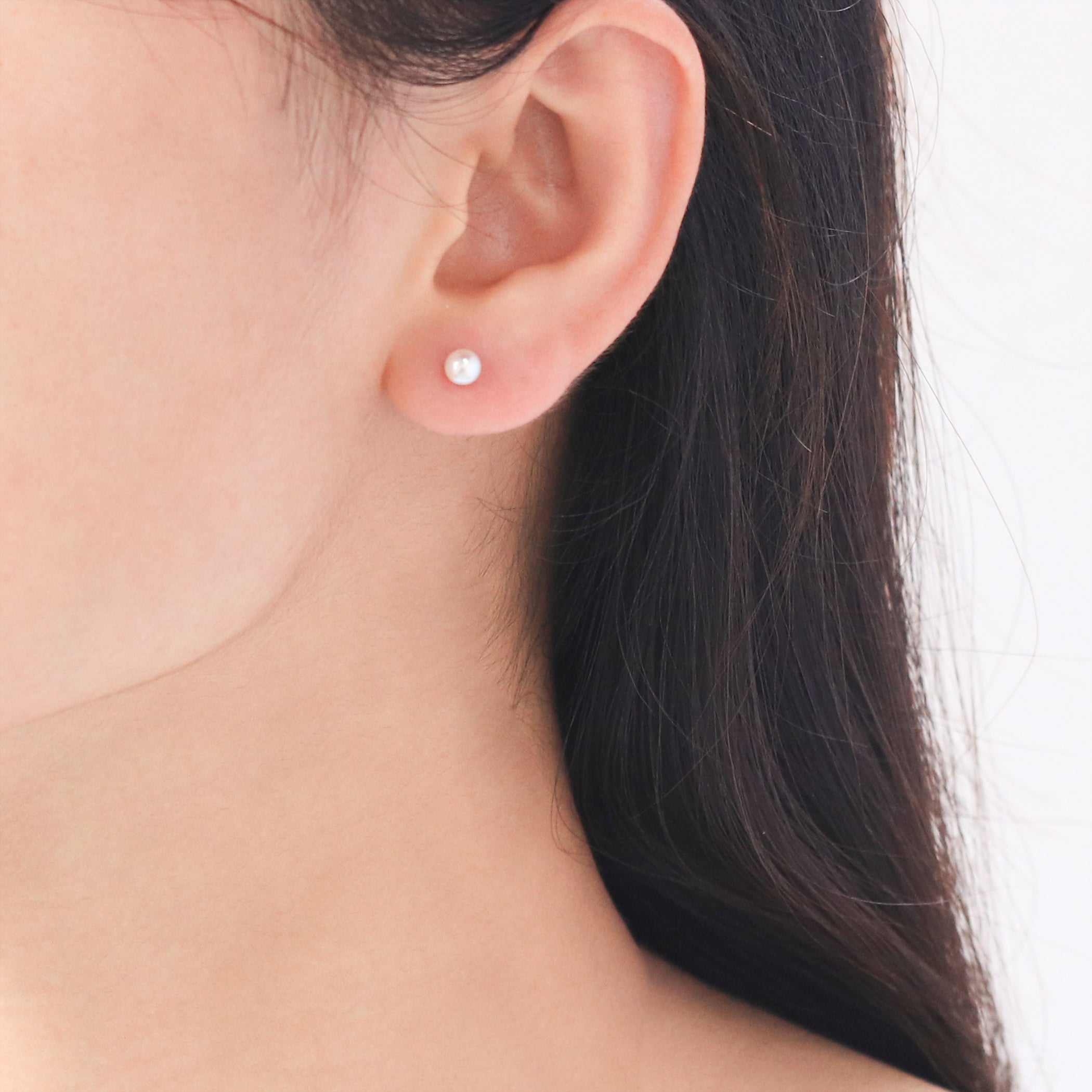 6月誕生石 K10 ホワイトゴールド あこや真珠 ピアス