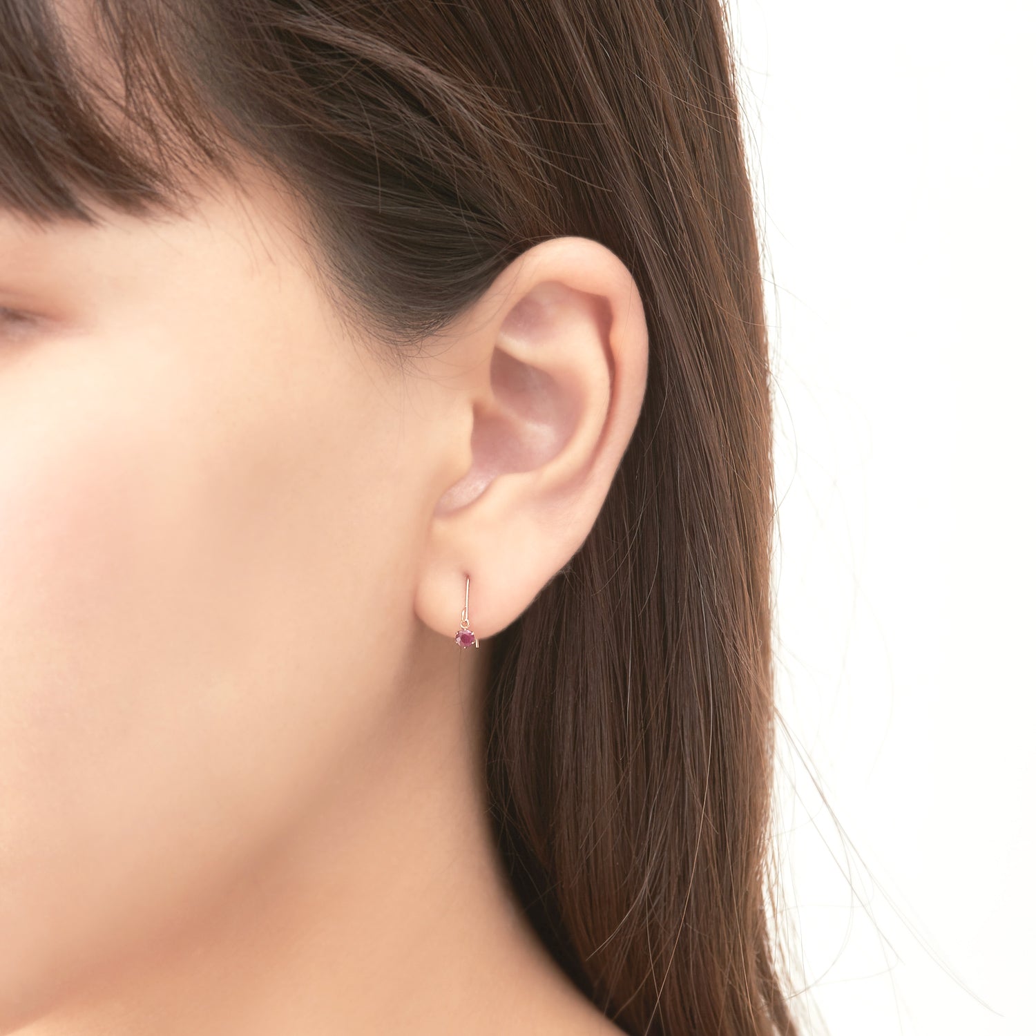 【期間限定セール】7月誕生石 K18 ピンクゴールド ルビー フック ピアス