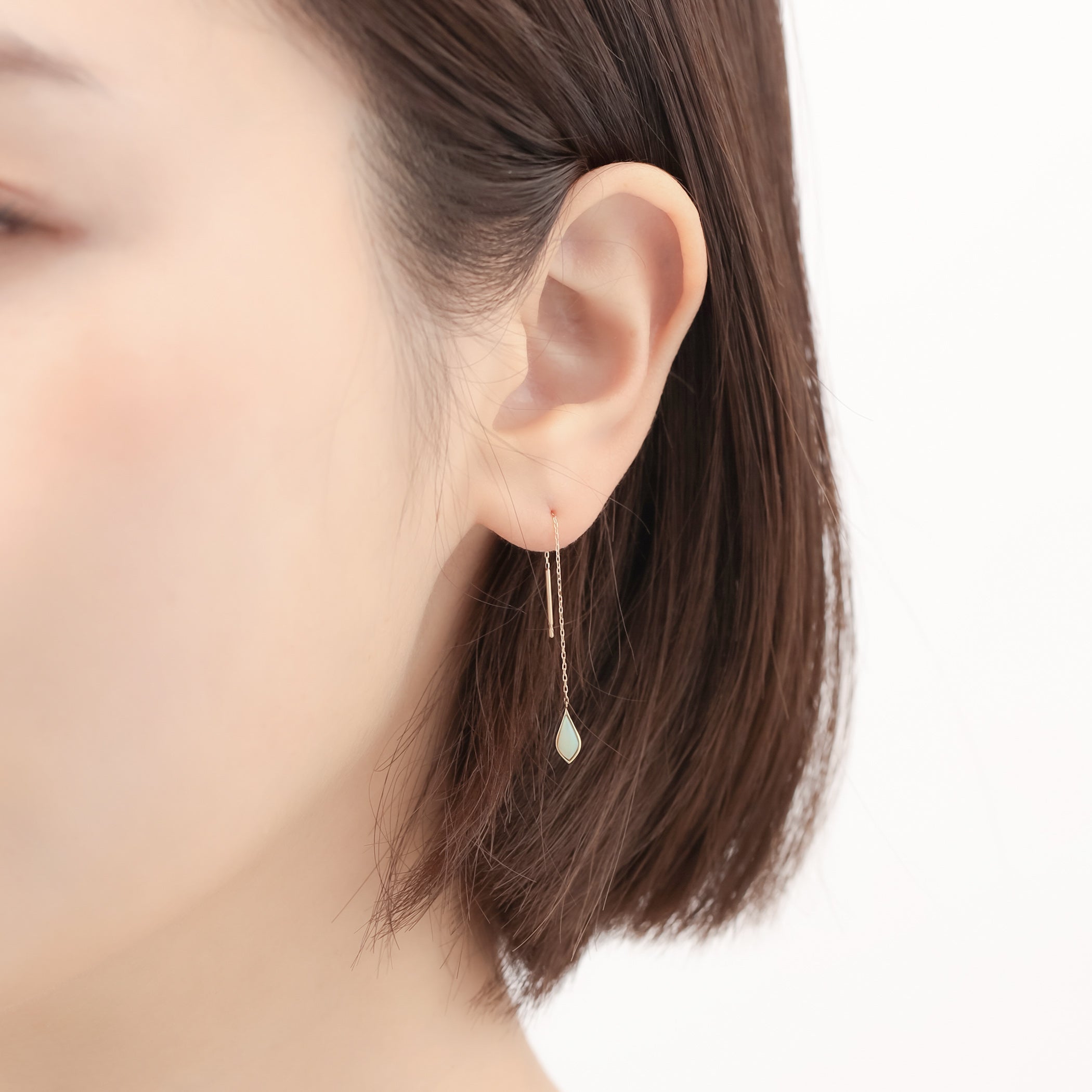 10月誕生石 K10 イエローゴールド オパール アメリカン ピアス