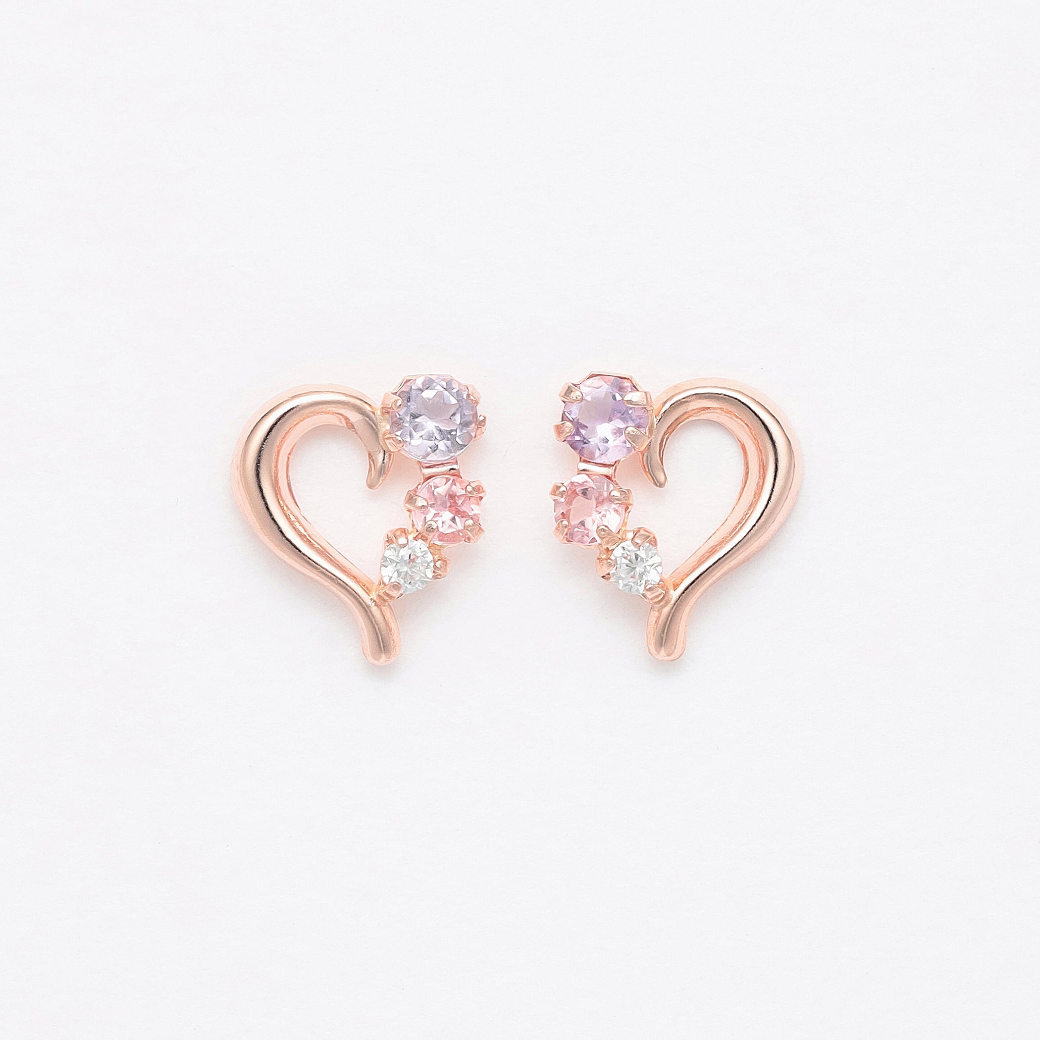 【WEB限定】2月誕生石 K10 ピンクゴールド アメジスト ハート ピアス